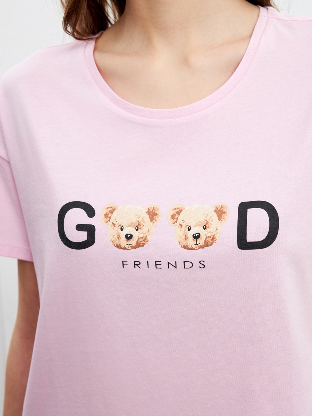 LCW Young Teddy Bear Printed Women Pajama Set With Shorts