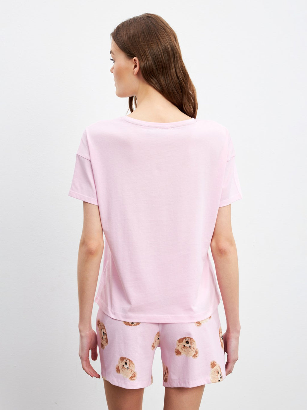 LCW Young Teddy Bear Printed Women Pajama Set With Shorts