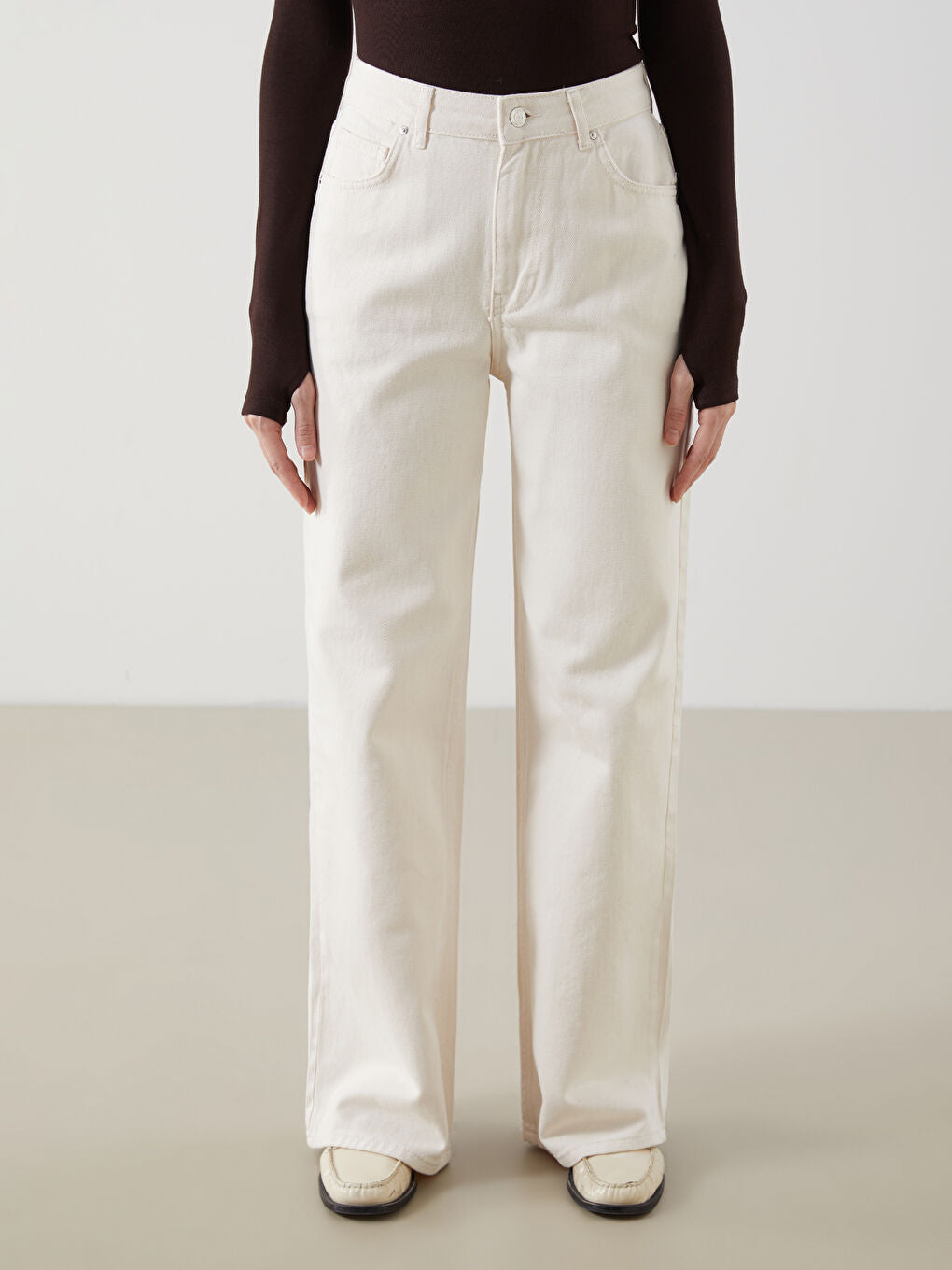 XSIDE Beige Wideleg Women Jeans