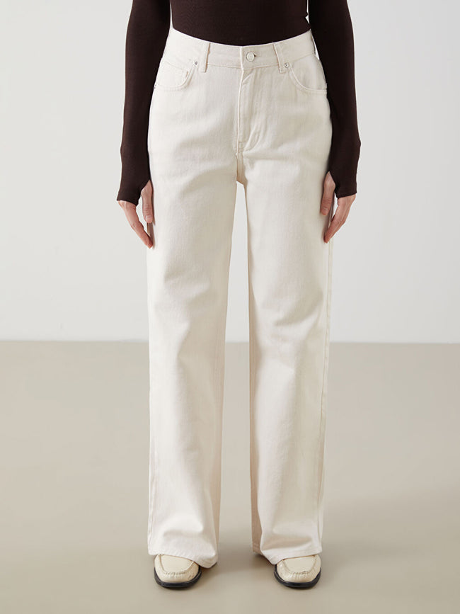 XSIDE Beige Wideleg Women Jeans Main Image