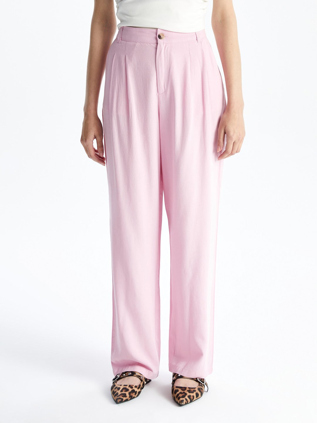 Xside Linen Blend Women Pleated Trousers