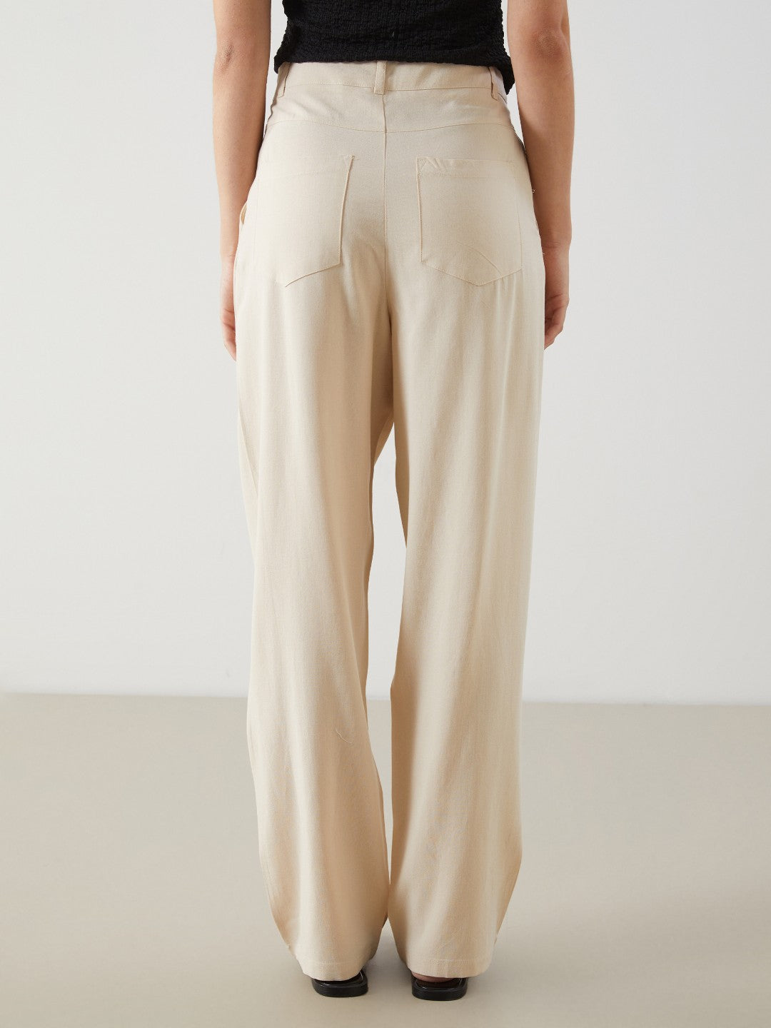 Xside Linen Blend Women Pleated Trousers
