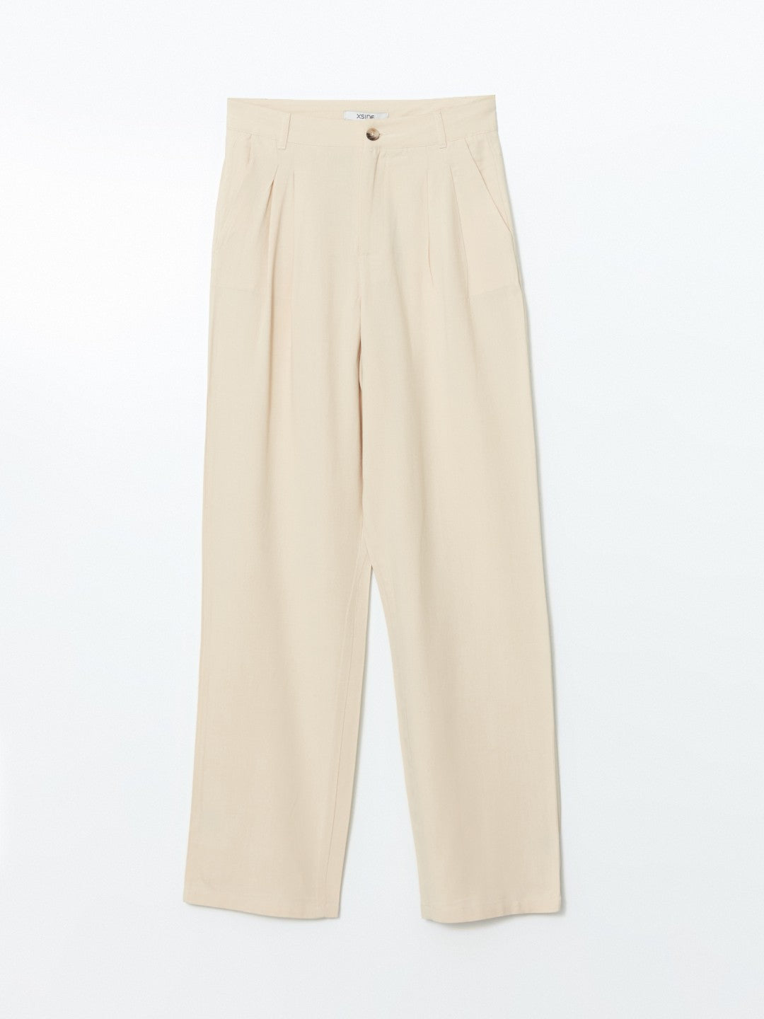 Xside Linen Blend Women Pleated Trousers