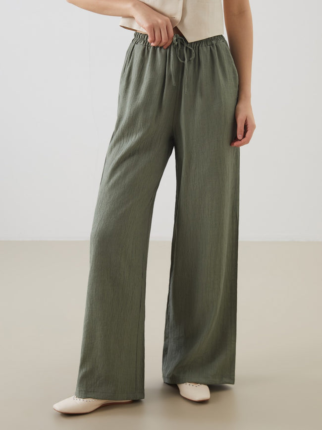 Xside Elastic Waist Wide Leg Women Trousers Main Image