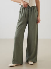 Xside Elastic Waist Wide Leg Women Trousers