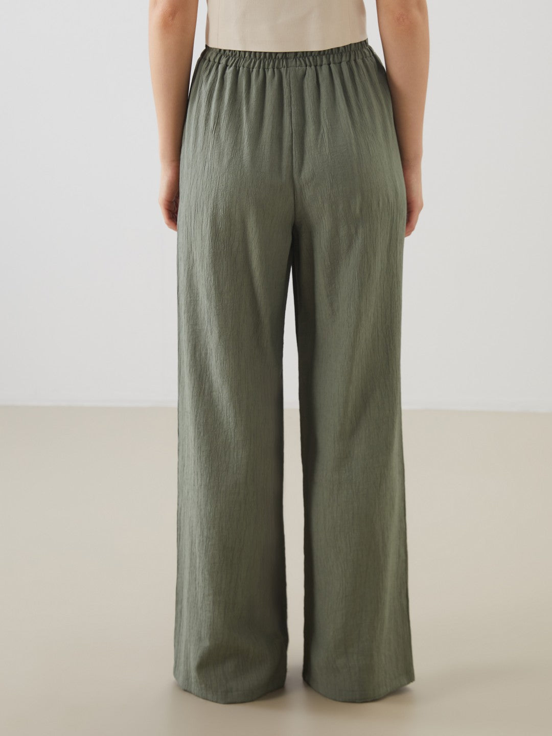 Xside Elastic Waist Wide Leg Women Trousers