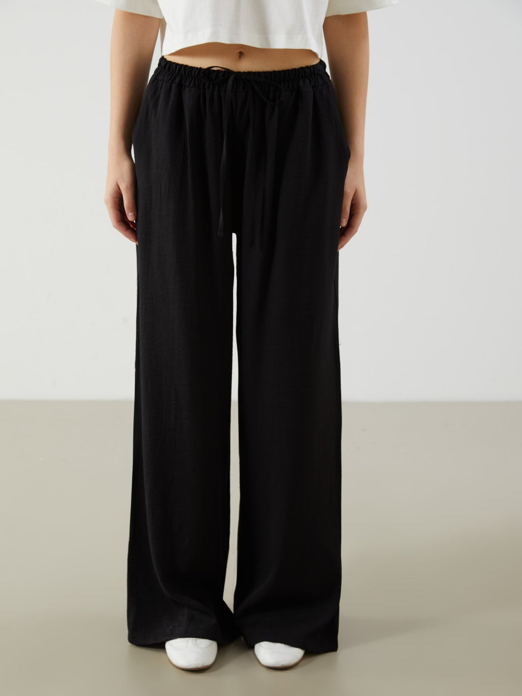 Xside Elastic Waist Wide Leg Women Trousers