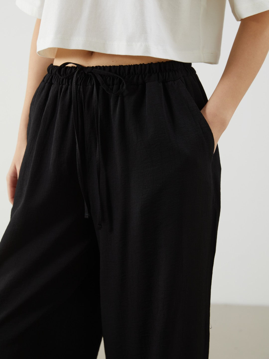 Xside Elastic Waist Wide Leg Women Trousers