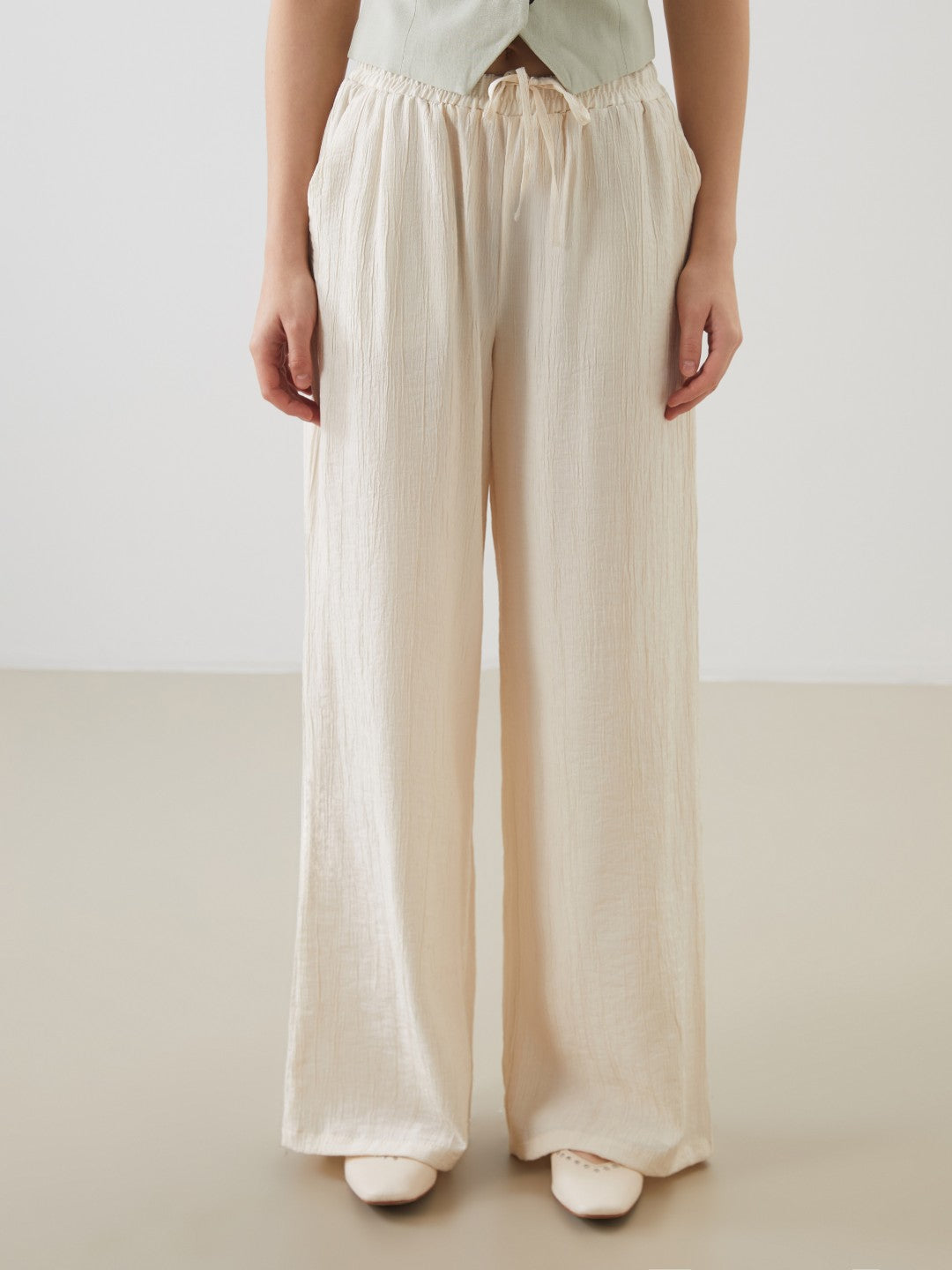 Xside Elastic Waist Wide Leg Women Trousers