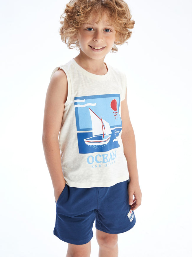 LCW Kids Crew Neck Printed Boys Tank Top Hover Image