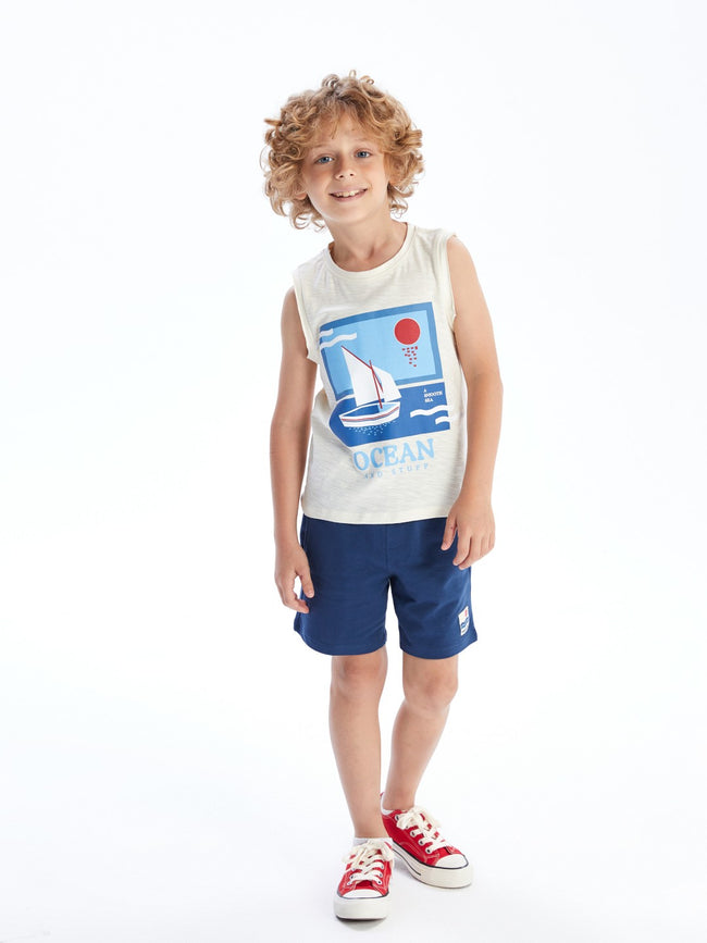 LCW Kids Crew Neck Printed Boys Tank Top Main Image