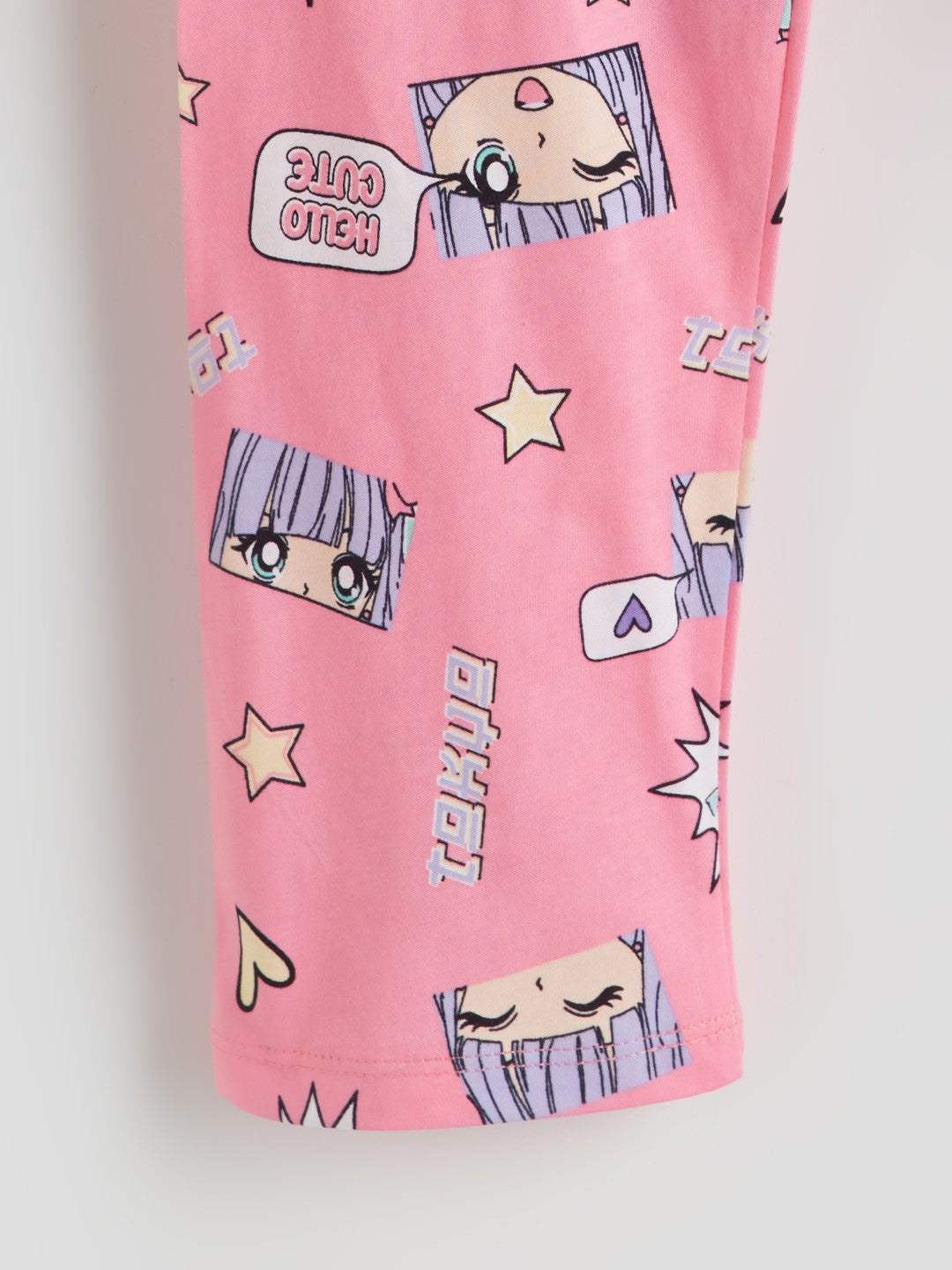 LCW Kids Crew Neck Anime Printed Girls Pajama Set