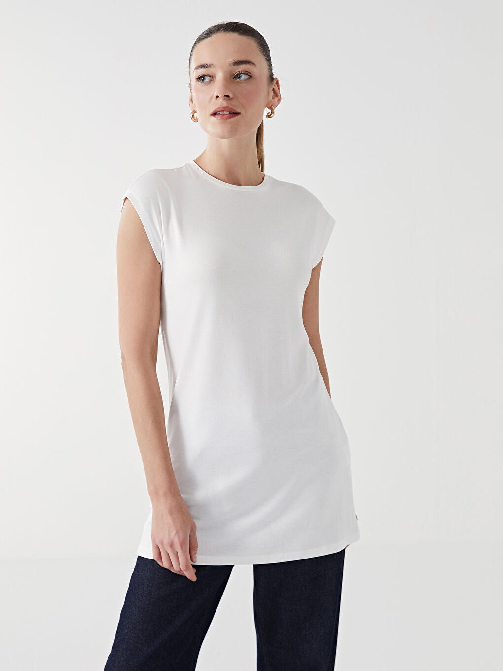 LCW Modest Black Crew Neck Women Tunic