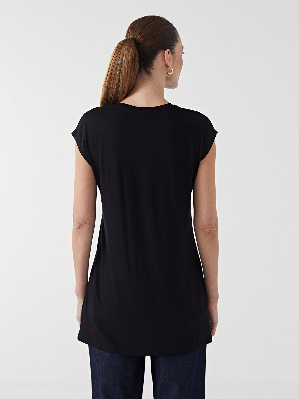 LCW Modest Black Crew Neck Women Tunic
