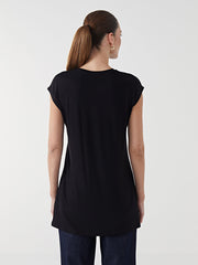 LCW Modest Black Crew Neck Women Tunic