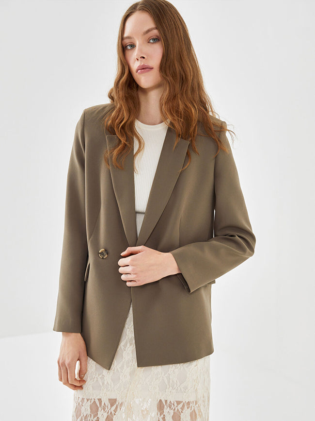 LCW Vision Khaki Women Blazer Jacket Hover Image
