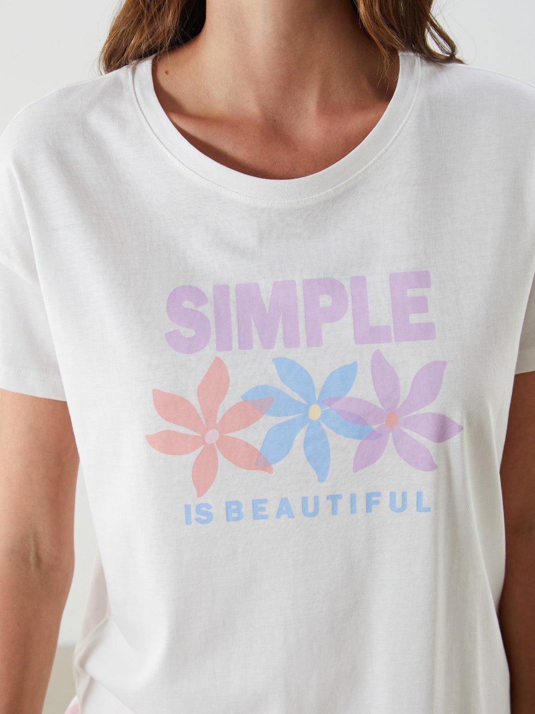 LCW Dream Crew Neck Printed Women Pajama Set