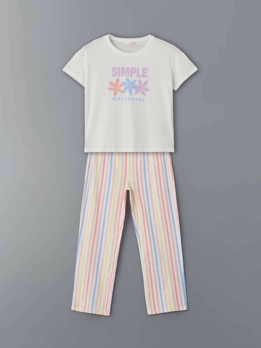 LCW Dream Crew Neck Printed Women Pajama Set