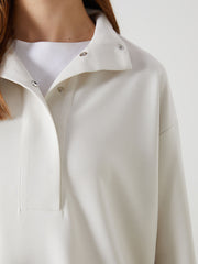 LCW Modest Beige Stand Collar Plain Oversize Women Sweatshirt Tunic