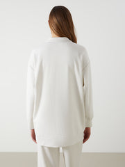 LCW Modest Beige Stand Collar Plain Oversize Women Sweatshirt Tunic