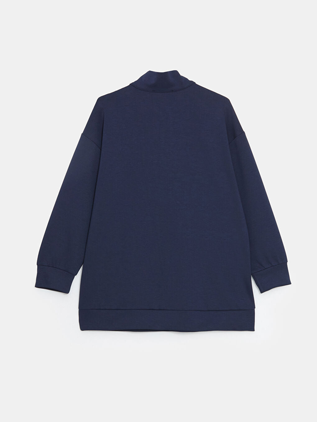 LCW Modest Beige Stand Collar Plain Oversize Women Sweatshirt Tunic