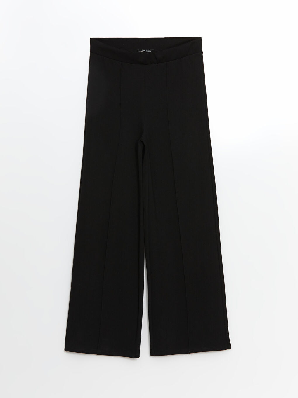 LCW Modest Beige Elastic Waist Wide Leg Women Sweatpants