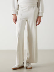 LCW Modest Beige Elastic Waist Wide Leg Women Sweatpants