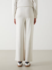 LCW Modest Beige Elastic Waist Wide Leg Women Sweatpants