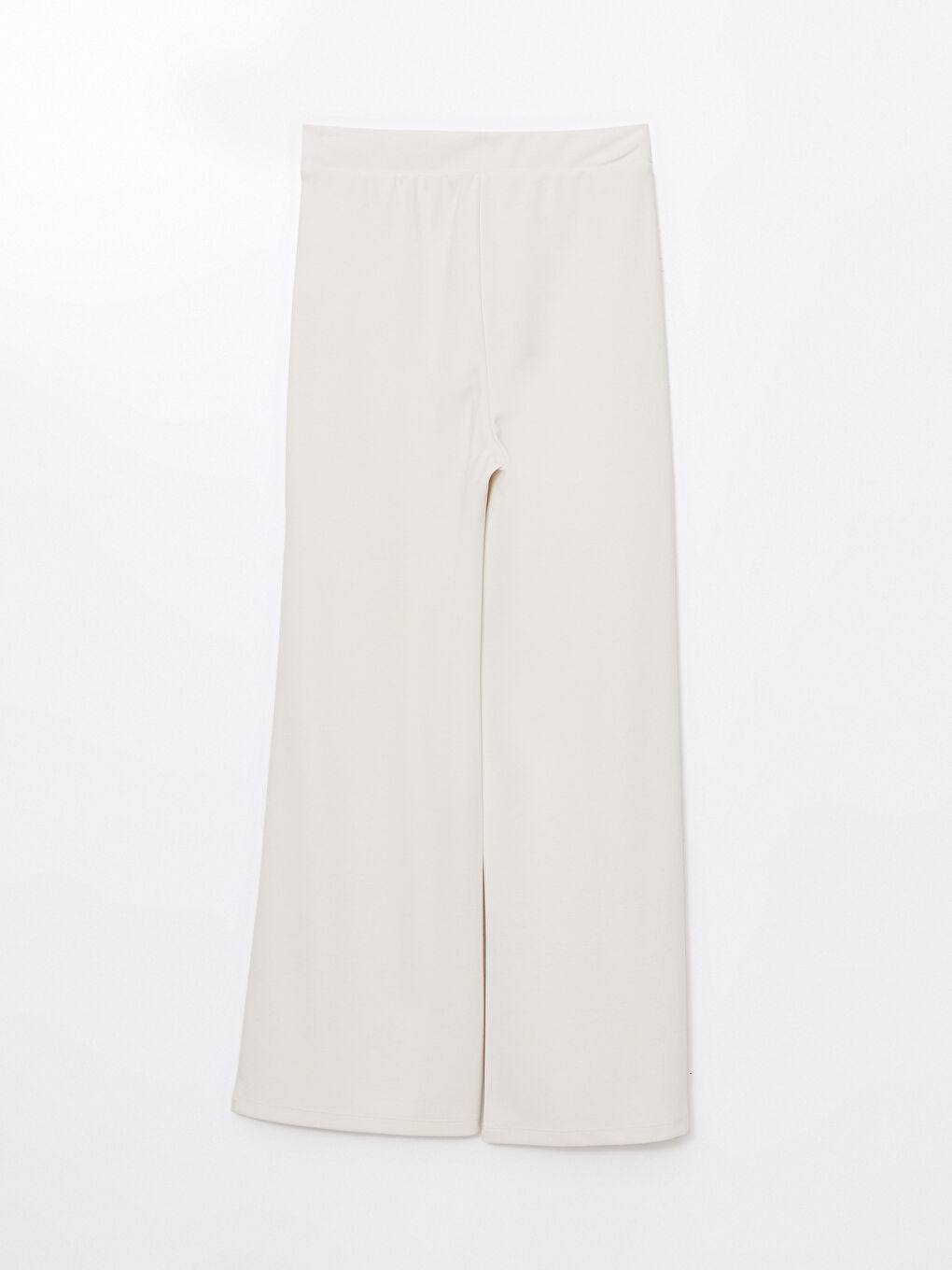 LCW Modest Beige Elastic Waist Wide Leg Women Sweatpants