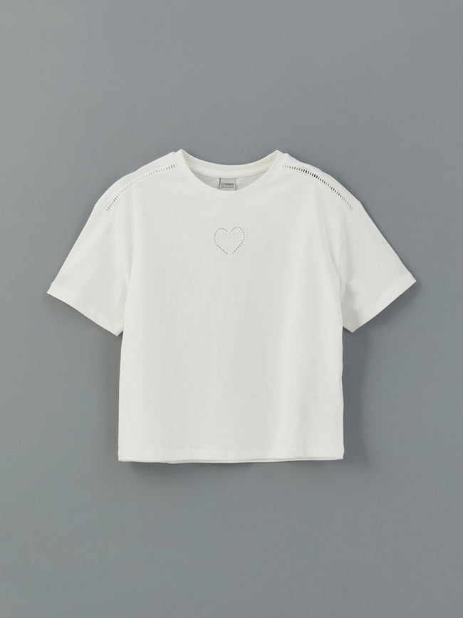 LCW Kids Crew Neck Girls T-Shirt Hover Image