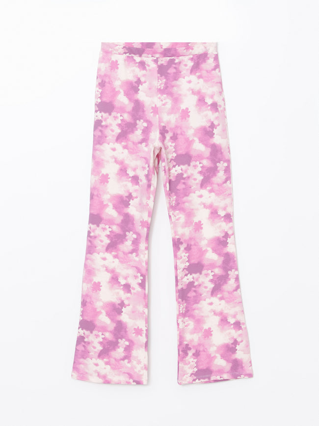 Elastic Waist Batik Patterned Spanish Leg Girls Leggings Hover Image