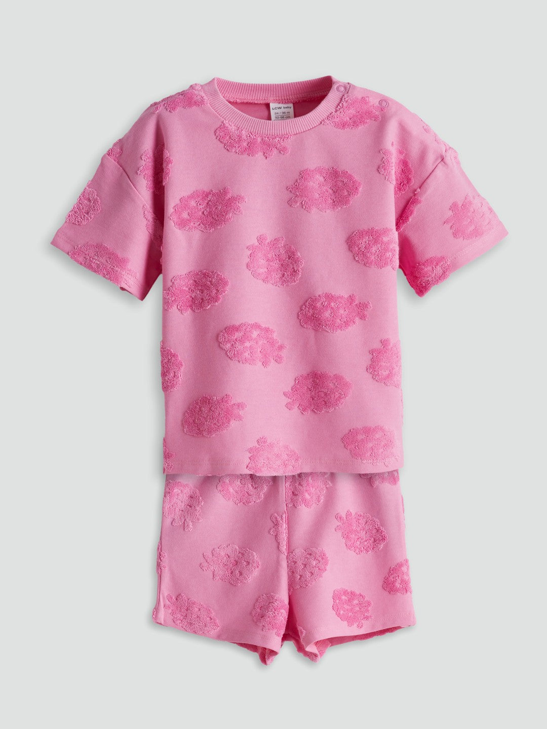 LCW Baby Embossed Printed Baby Girl Blouse And Shorts 2-Pack