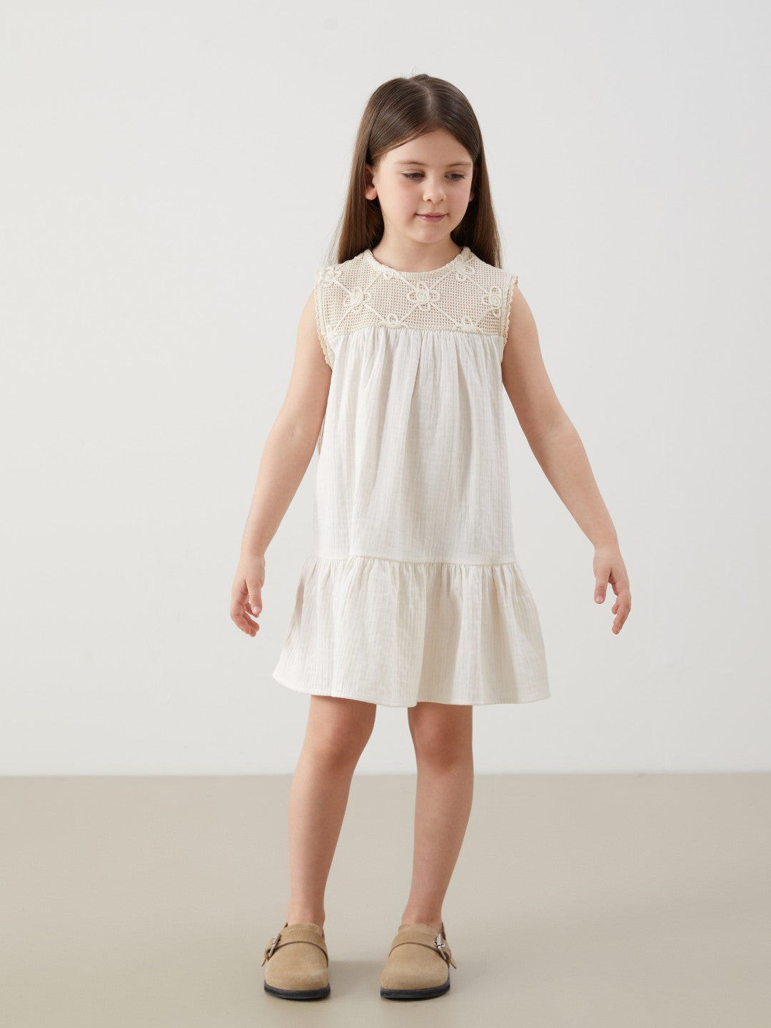 LCW Kids Crew Neck Girls Muslin Dress