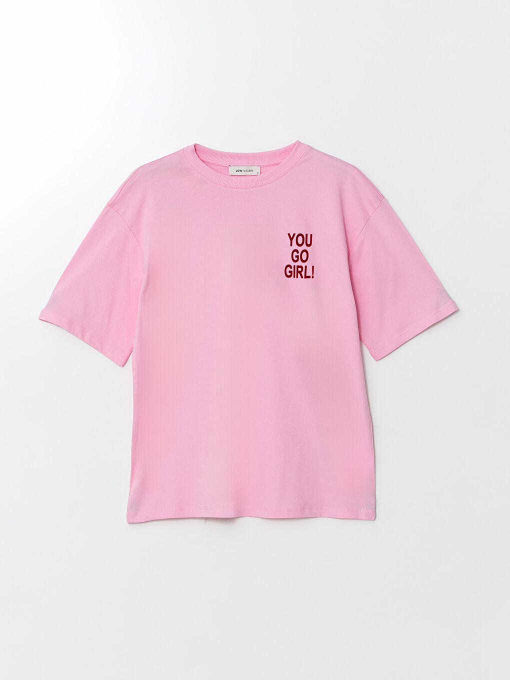 LCW Vision Pink Crew Neck Printed Women T-Shirt