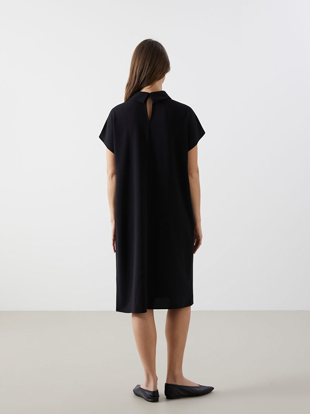 LCWAIKIKI Maternity Black Shirt Collar Stone Women Dress