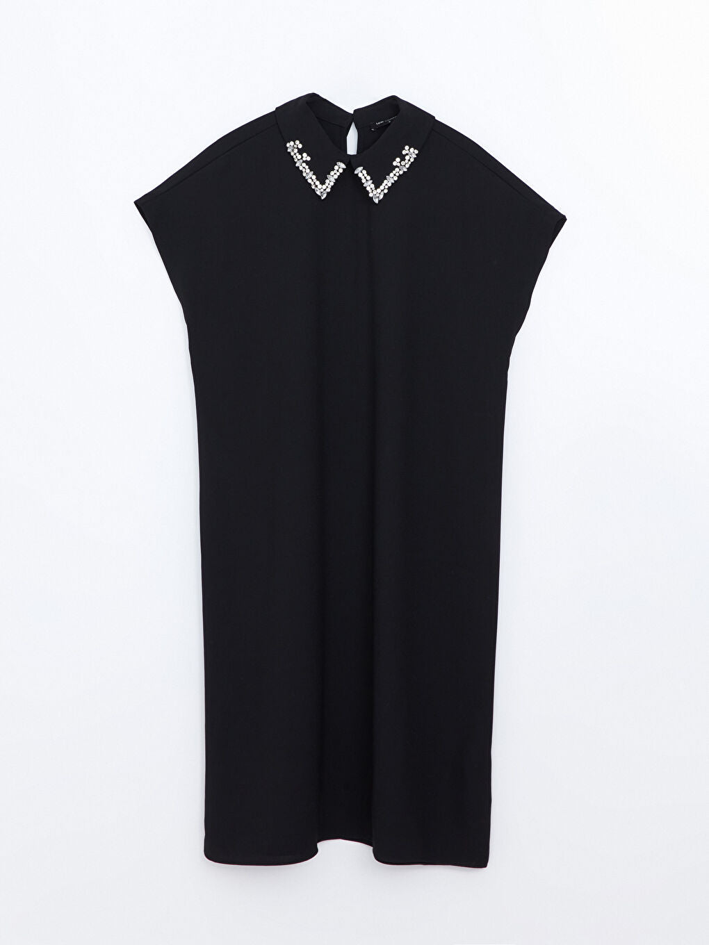 LCWAIKIKI Maternity Black Shirt Collar Stone Women Dress