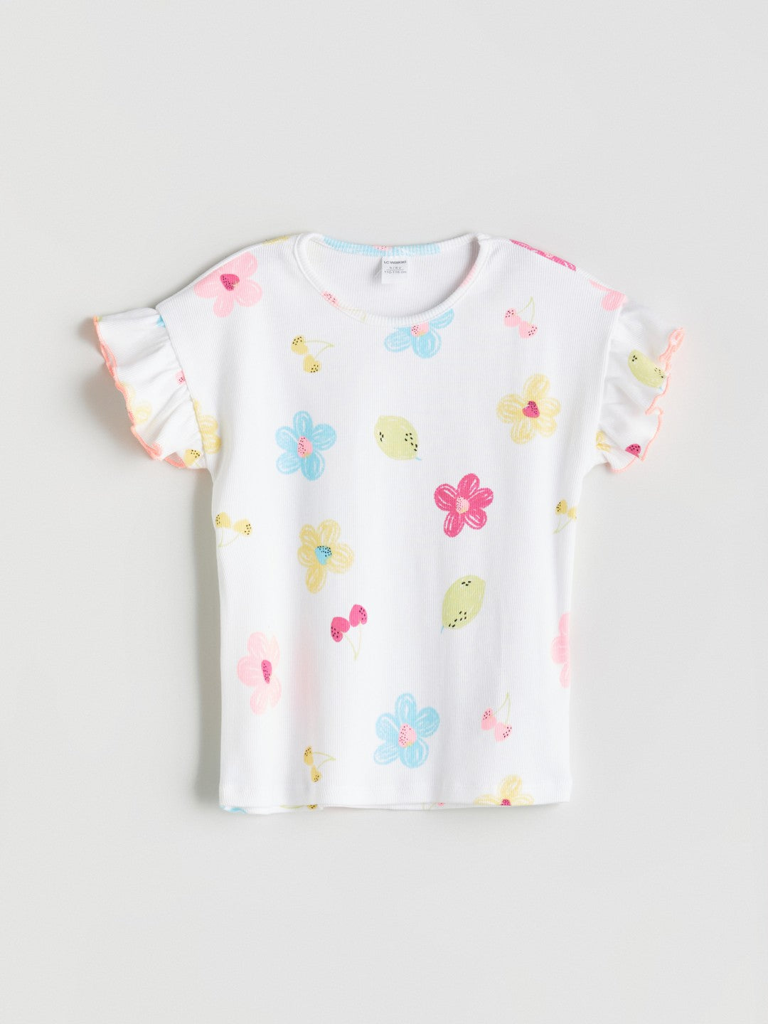 LCW Kids Crew Neck Floral Girls T-Shirt