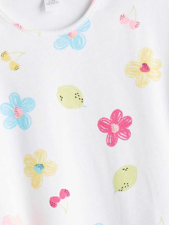 LCW Kids Crew Neck Floral Girls T-Shirt Main Image