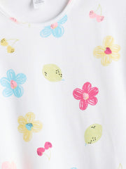 LCW Kids Crew Neck Floral Girls T-Shirt