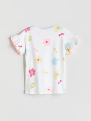 LCW Kids Crew Neck Floral Girls T-Shirt
