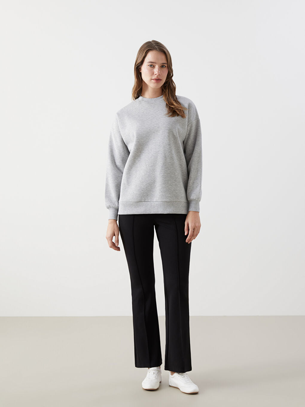 LCW Modest Black Slim Fit Wide Leg Women Trousers
