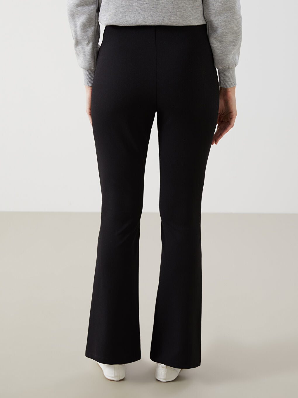 LCW Modest Black Slim Fit Wide Leg Women Trousers