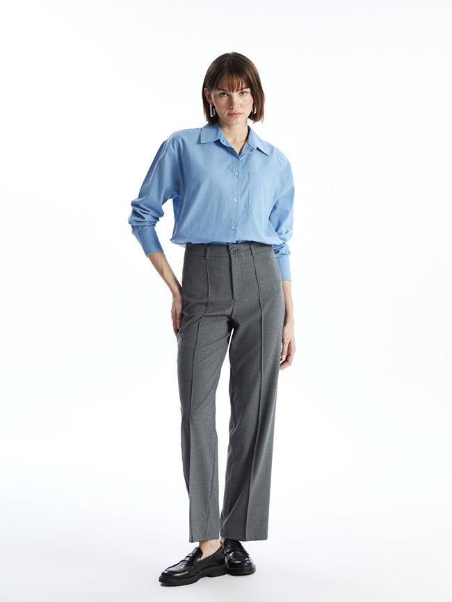 LCW Vision Grey Slim Fit Women Trousers Hover Image