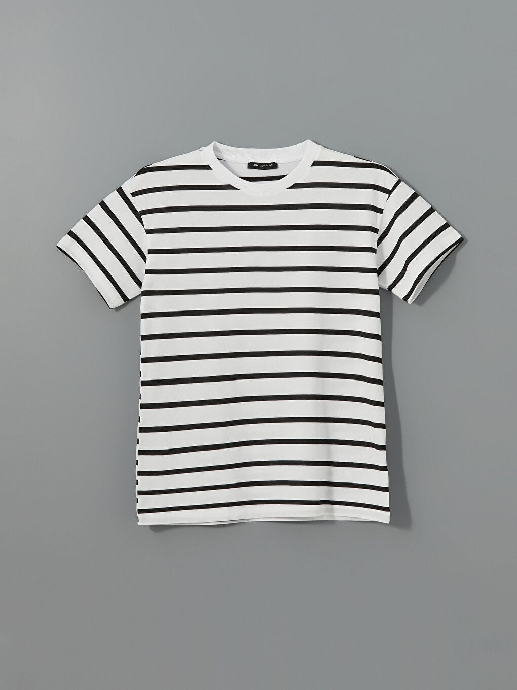LCW Comfort Black Crew Neck Striped Women T-Shirt