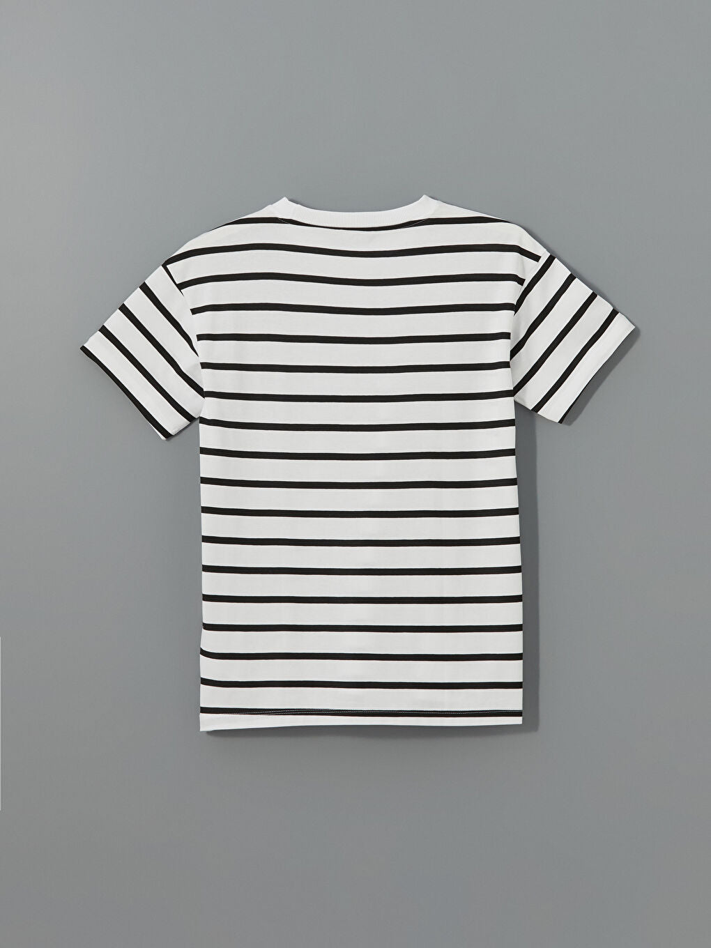 LCW Comfort Black Crew Neck Striped Women T-Shirt