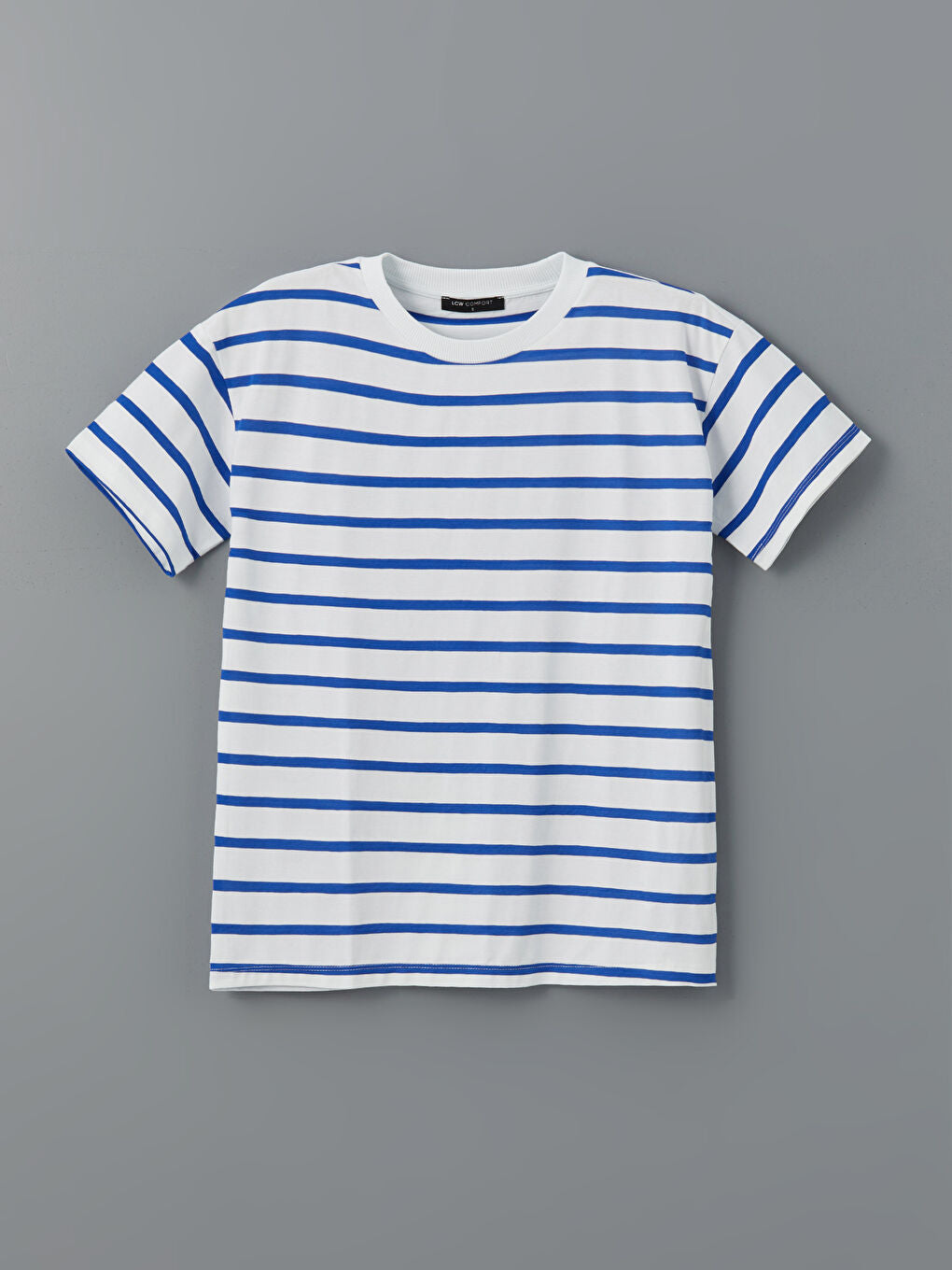 LCW Comfort Black Crew Neck Striped Women T-Shirt