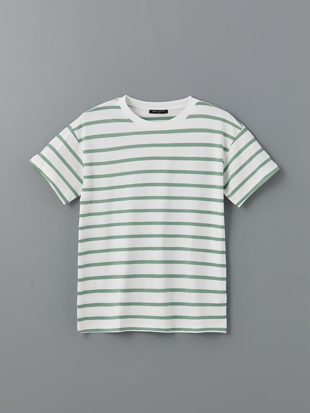 LCW Comfort Black Crew Neck Striped Women T-Shirt