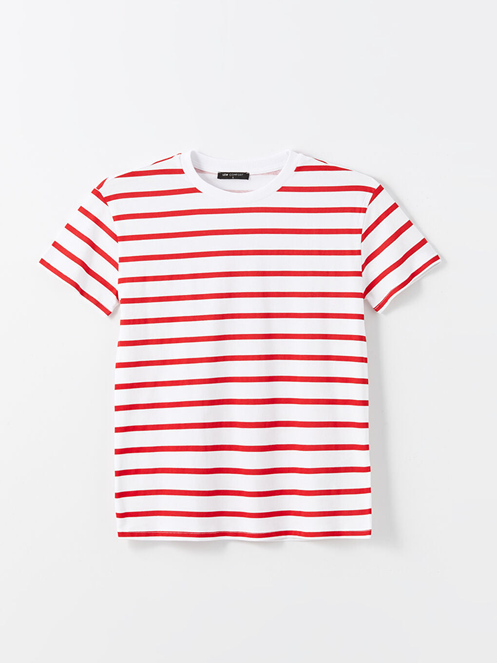 LCW Comfort Black Crew Neck Striped Women T-Shirt