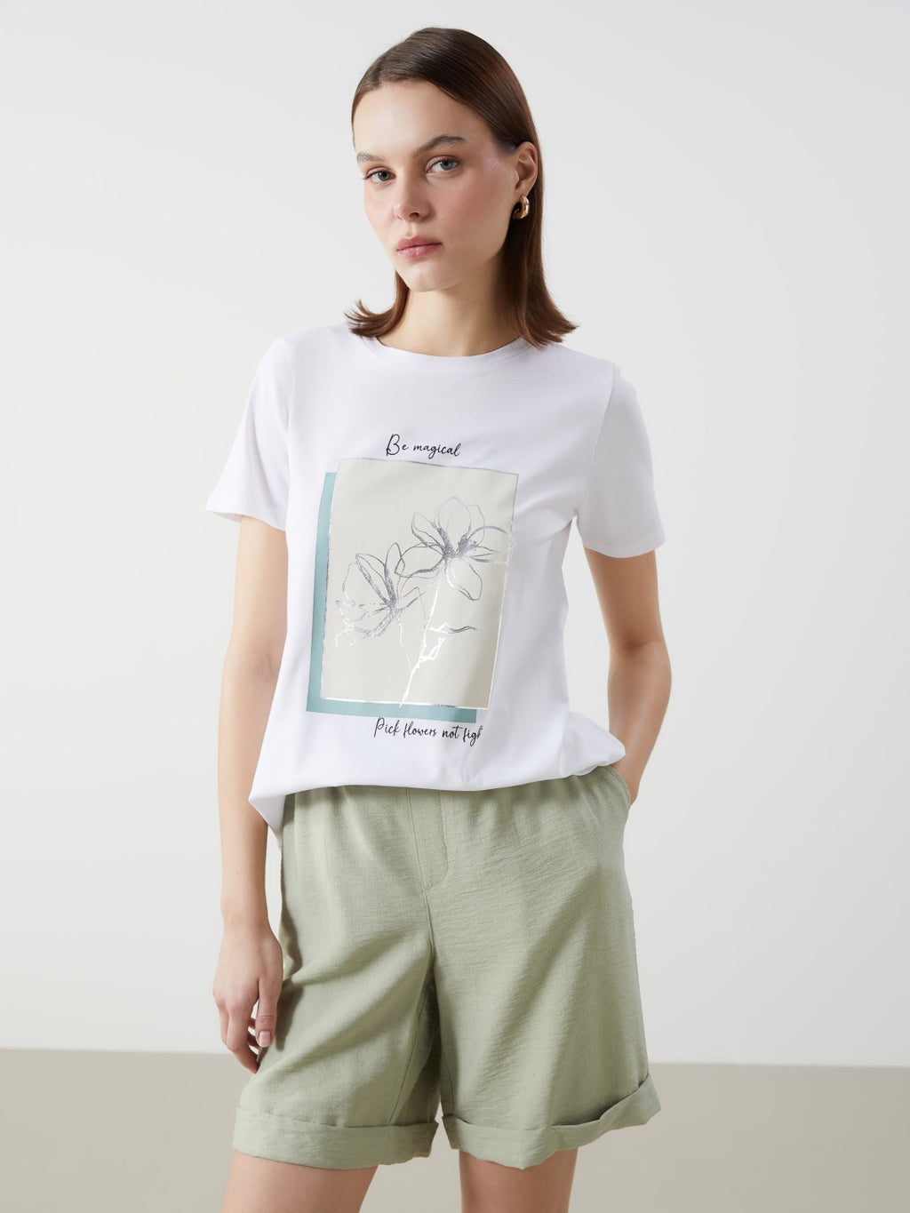 LCW Comfort Crew Neck Printed Women T-Shirt