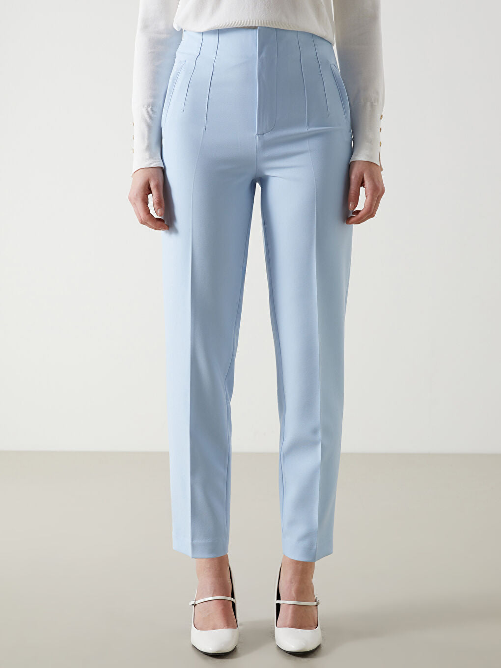 LCW Vision Ecru Slim Fit Women Trousers